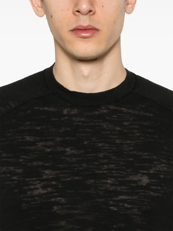 ★LMOOD★ W Jane Slub Unik Half Sleeve T-Shirt Black Slub Jersey Short Sleeve Crew - Black | James Perse Los Angeles
