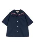 Gucci Kids Interlocking G-embroidered poplin shirt - Blue