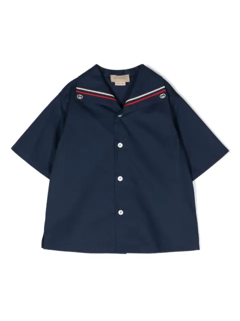 Gucci Kids  Interlocking G-embroidered poplin shirt