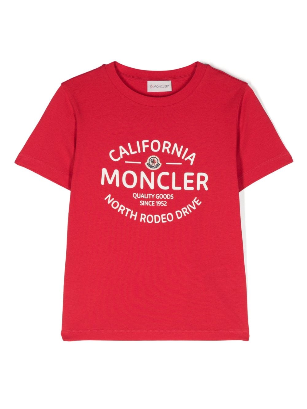 Moncler Enfant Katoenen T-shirt met logoprint Rood