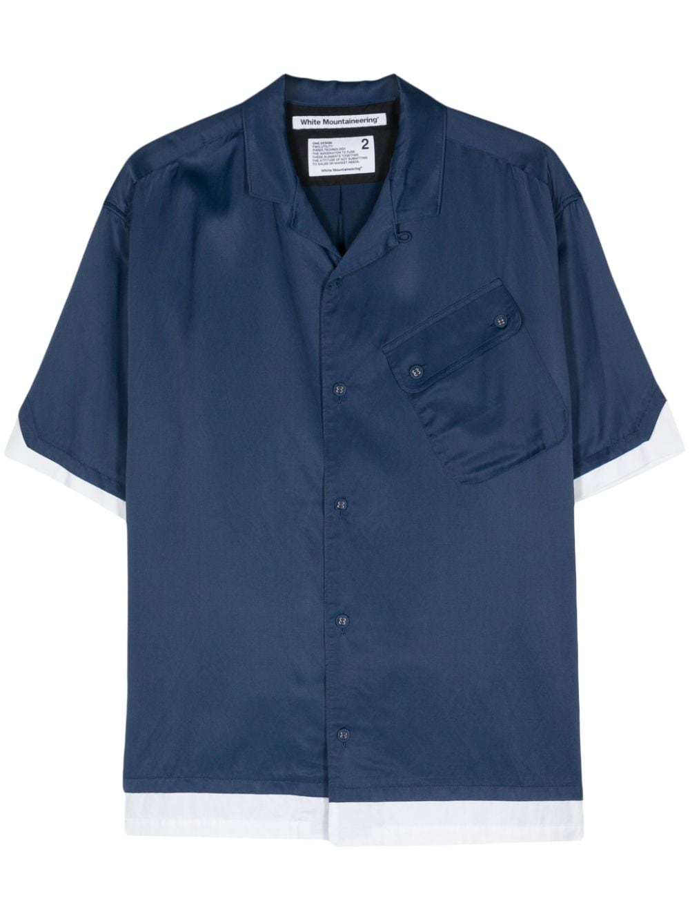 White Mountaineering camp-collar layered shirt - Blue
