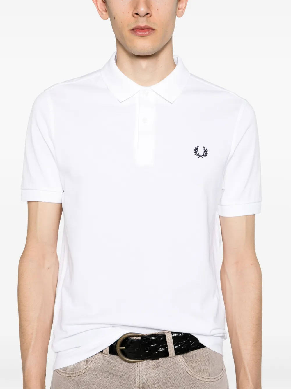 Fred Perry Poloshirt met geborduurd logo BIANCO