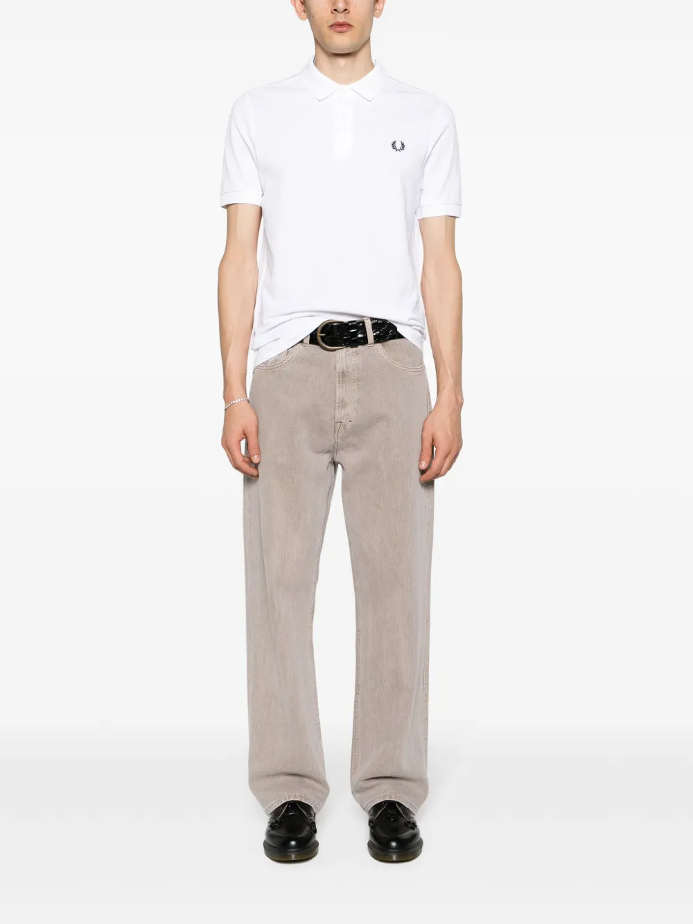 Fred Perry Poloshirt met geborduurd logo BIANCO