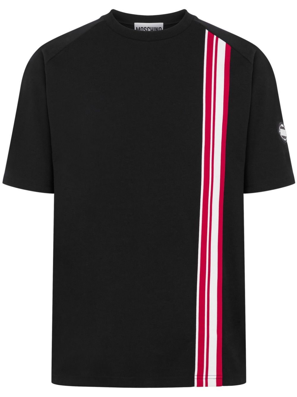 Moschino Stripe-trim Cotton T-shirt In Black