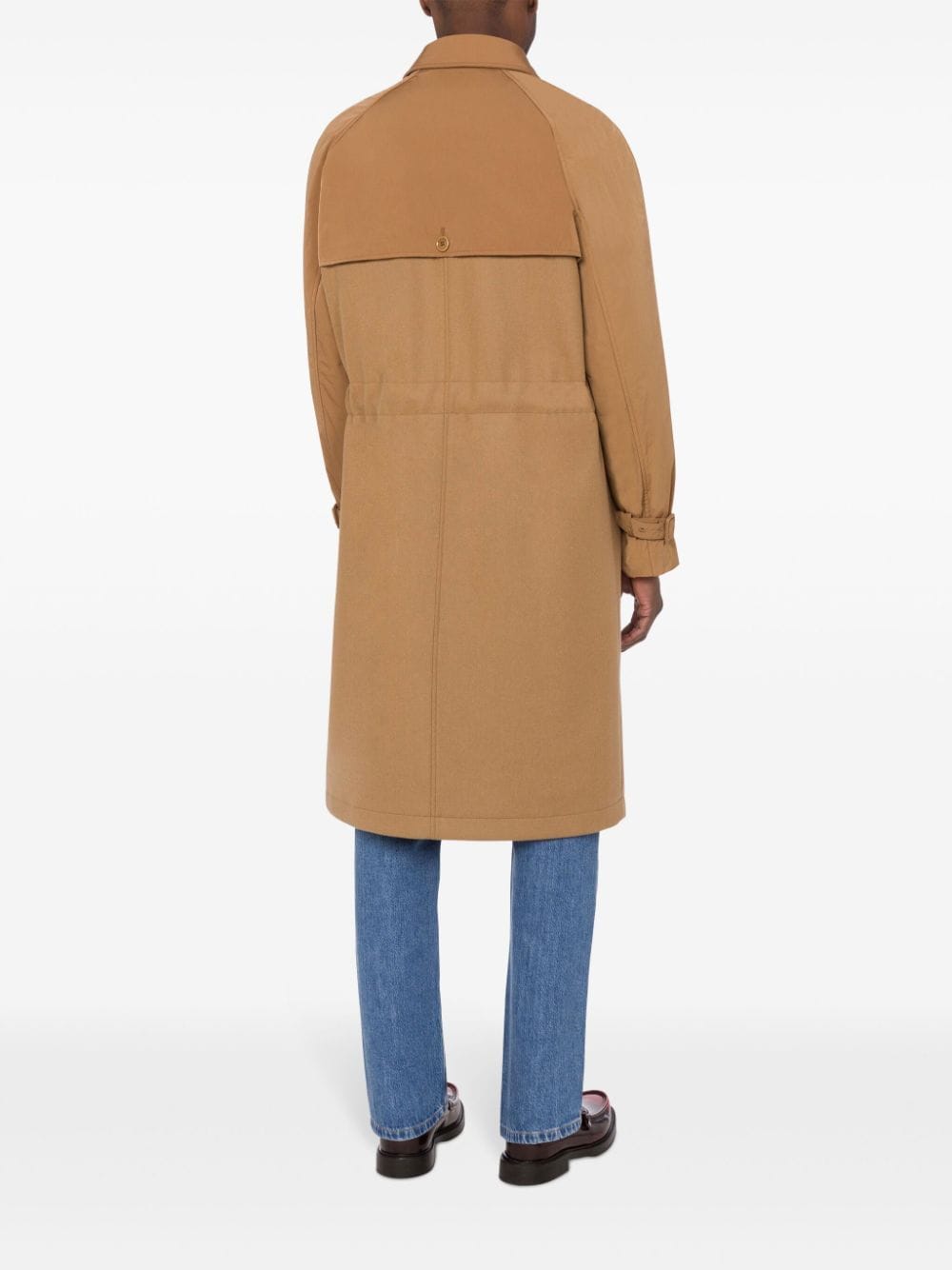 Shop Moschino Two-tone Spread-collar Coat In Braun