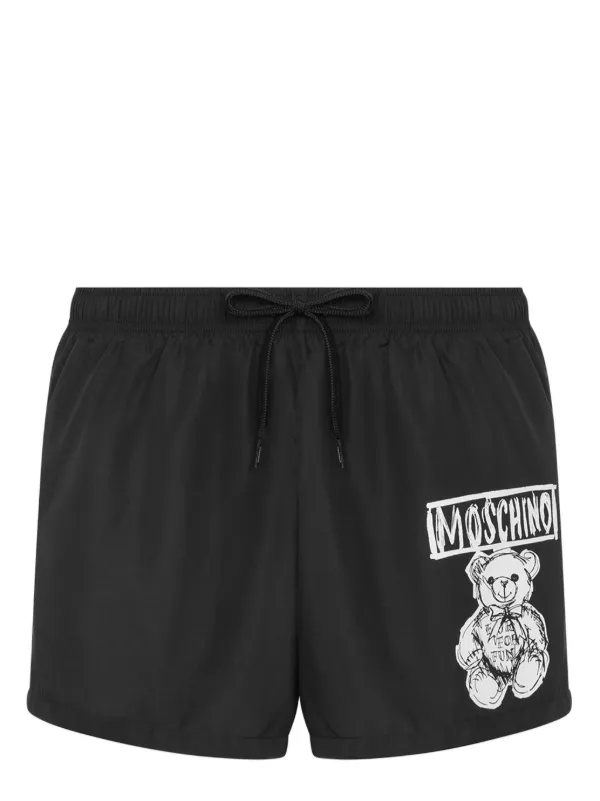 Moschino Teddy Bear Patch Swim Shorts Black FARFETCH HK