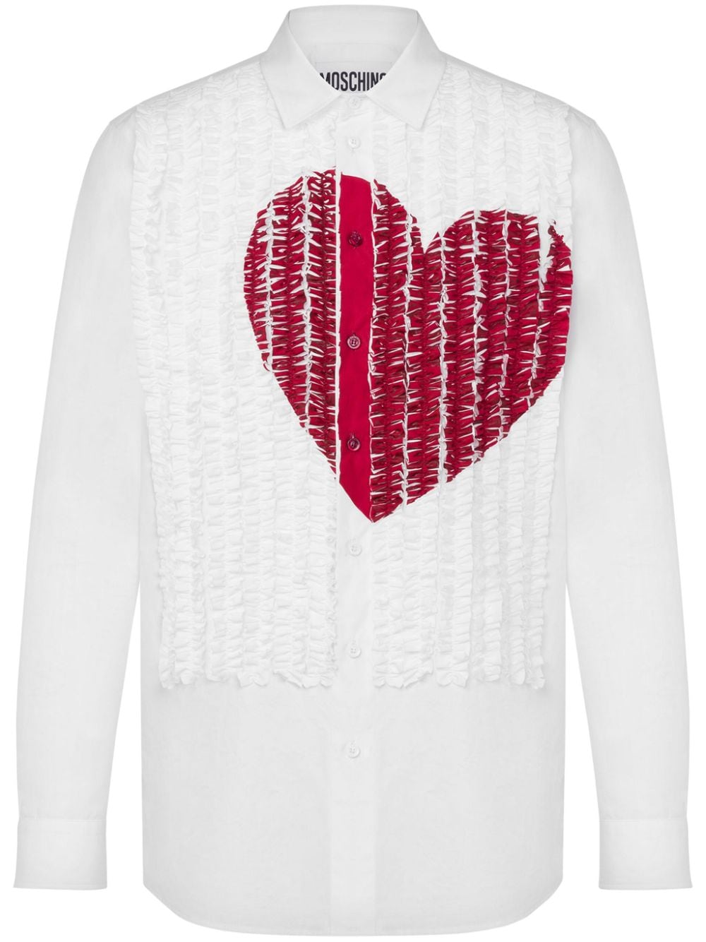 Moschino Heart-print Ruffled Shirt In White