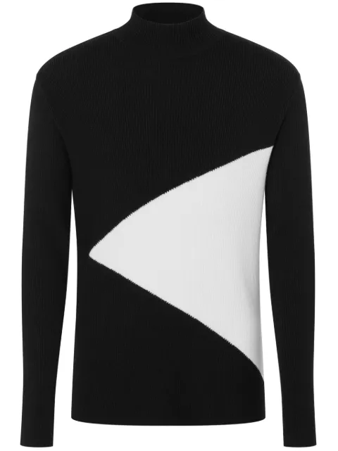 Moschino geometric-intarsia virgin-wool jumper