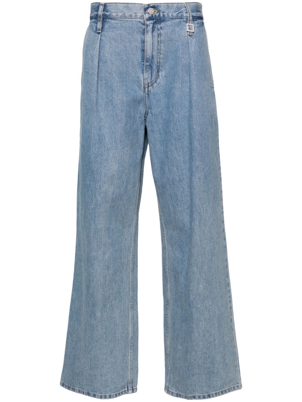 pleated wide-leg jeans