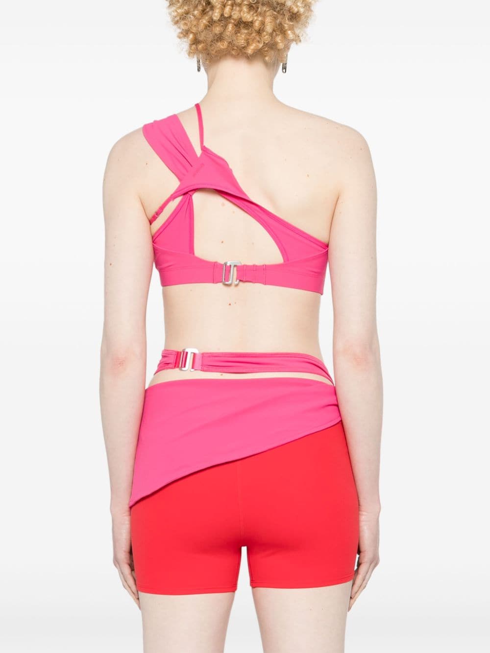 Shop Nike X Jacquemus Asymmetric Layered Top In Pink