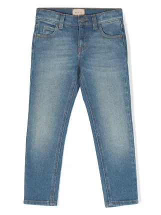 Gucci Kids cat-embroidered Skinny Jeans | Blue | FARFETCH