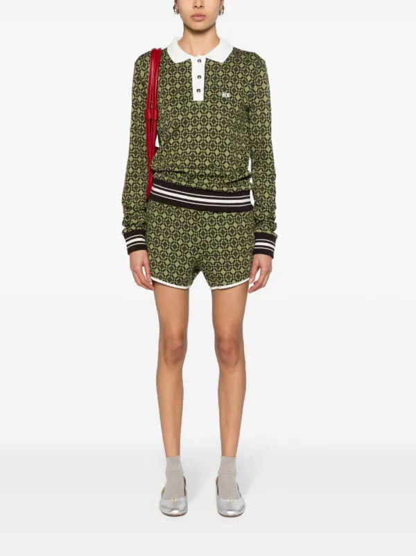 Wales Bonner Selassie Jacquard Polo Shirt | Green | FARFETCH