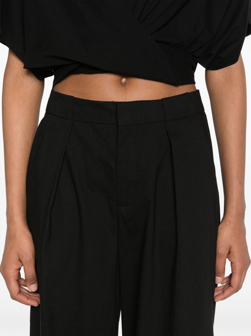 Shop Closed Pleated Wide-leg Trousers In Black