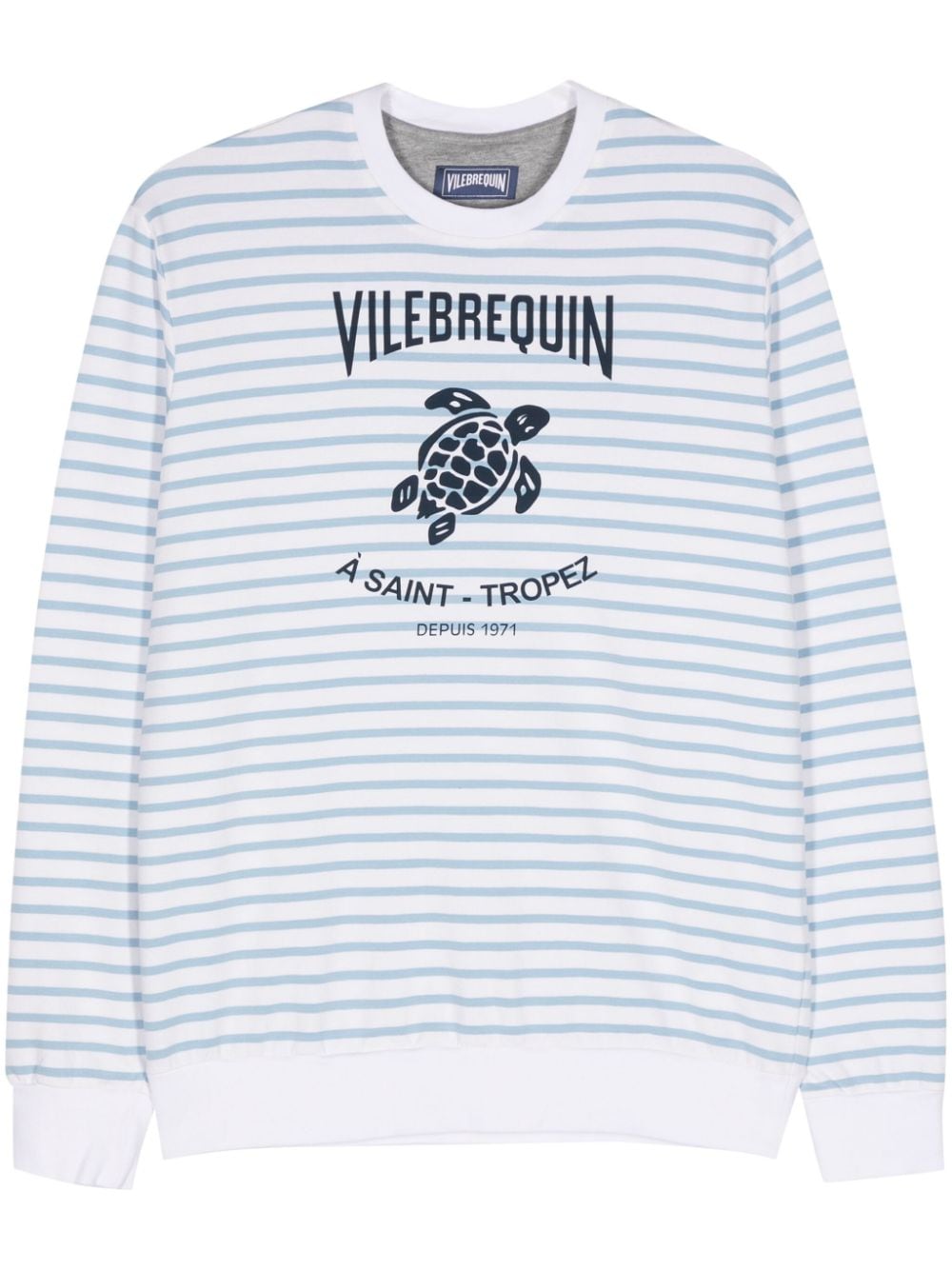 Shop Vilebrequin Logo-print Striped Sweatshirt In White