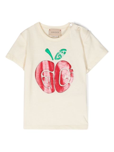 Gucci Kids t-shirt en coton à imprimé pomme