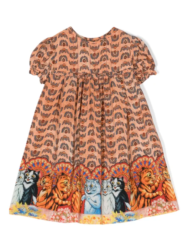 Gucci Kids Cat Print Silk Dress Pink FARFETCH AE