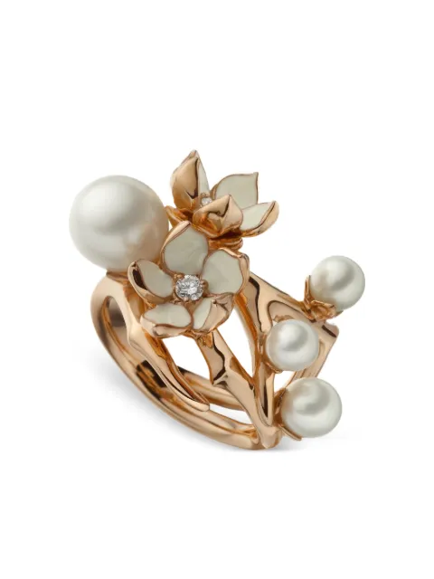 Shaun Leane 18K gold and sterling silver Cherry Blossom diamond and pearl ring