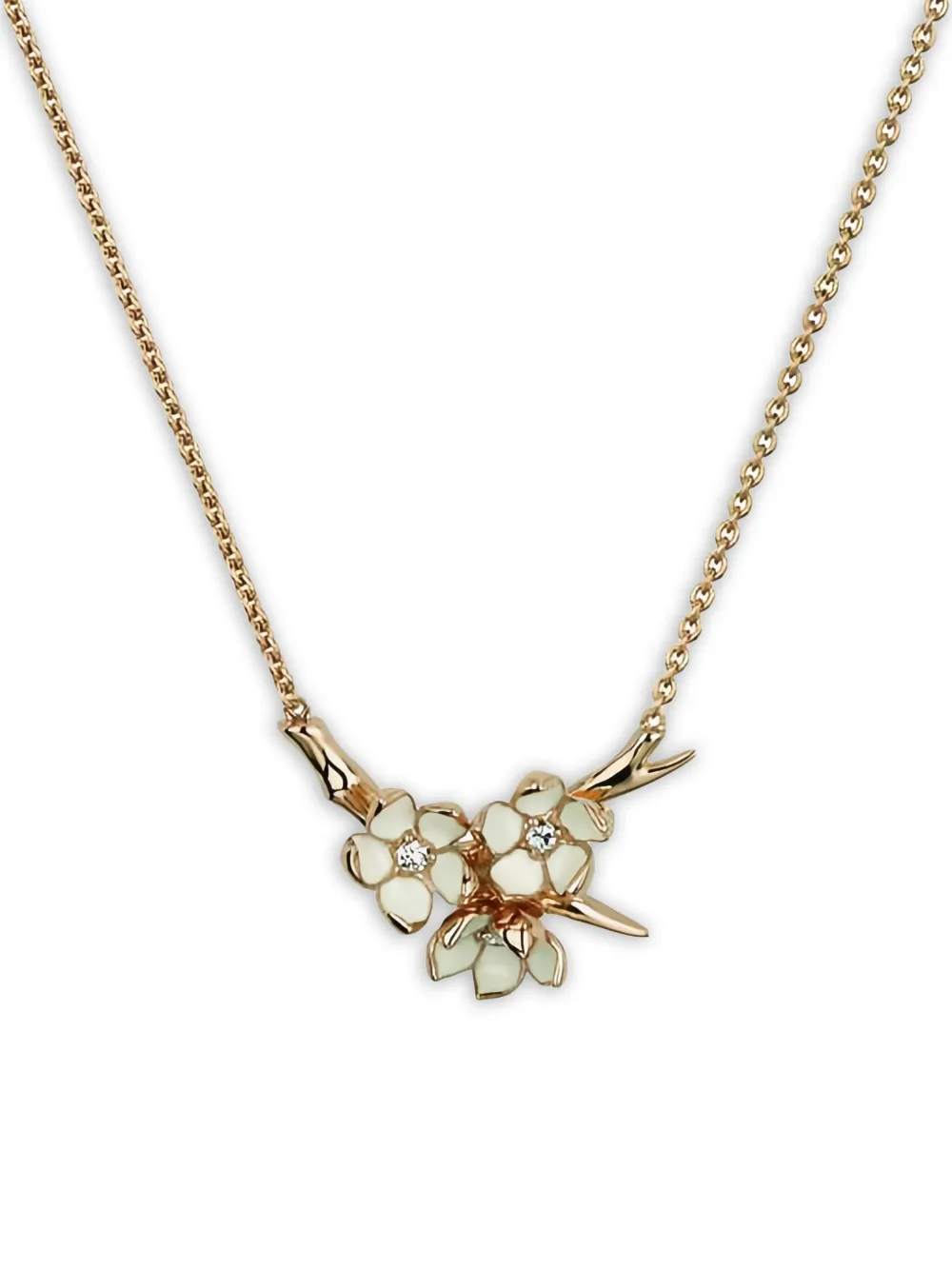 18k Gold And Sterling Silver Cherry Blossom Posey Necklace