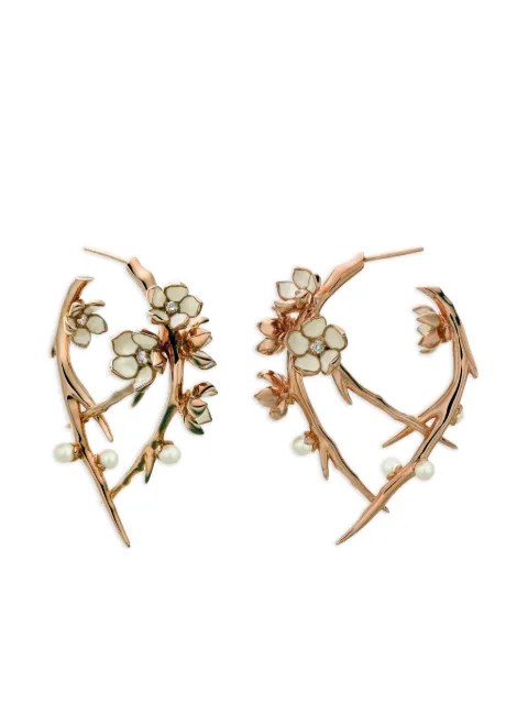 Shaun Leane 18K gold and sterling silver Cherry Blossom pearl and diamond earrings