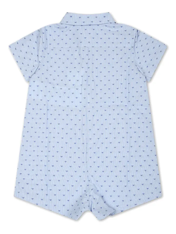 Emporio Armani Kids logo print Striped Romper Blue FARFETCH IN