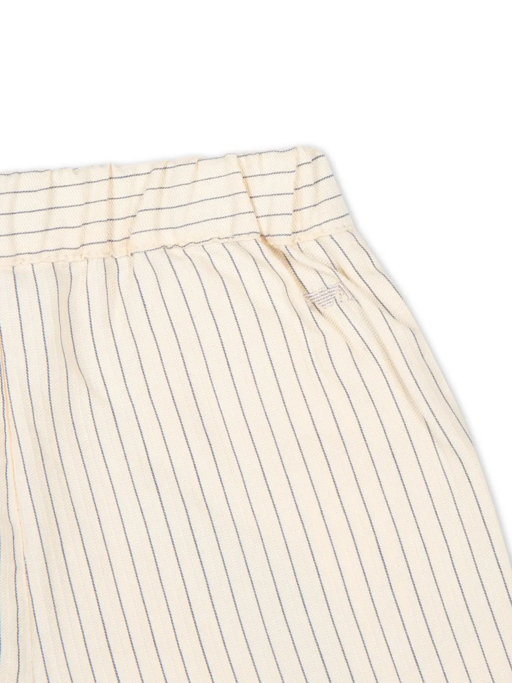 Shop Emporio Armani Striped Cotton-linen Trousers In White