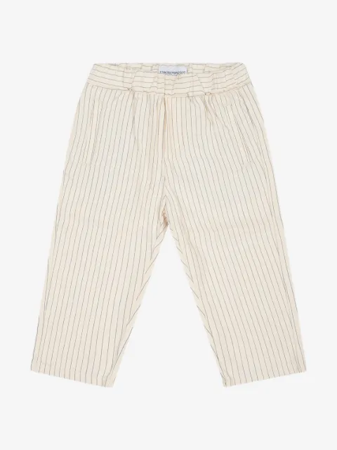Emporio Armani Kids striped cotton-linen trousers