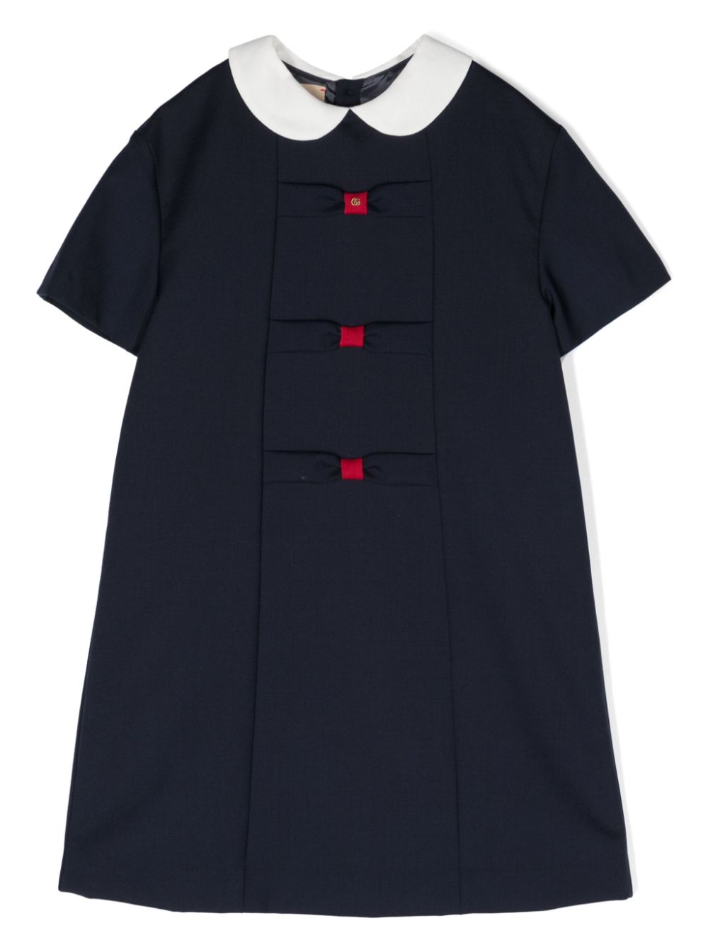 Gucci Kids' Bow-detailing Wool Dress In Blue