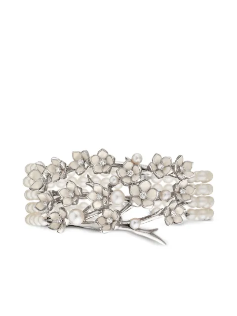 Shaun Leane sterling silver Cherry Blossom diamond and pearl bracelet