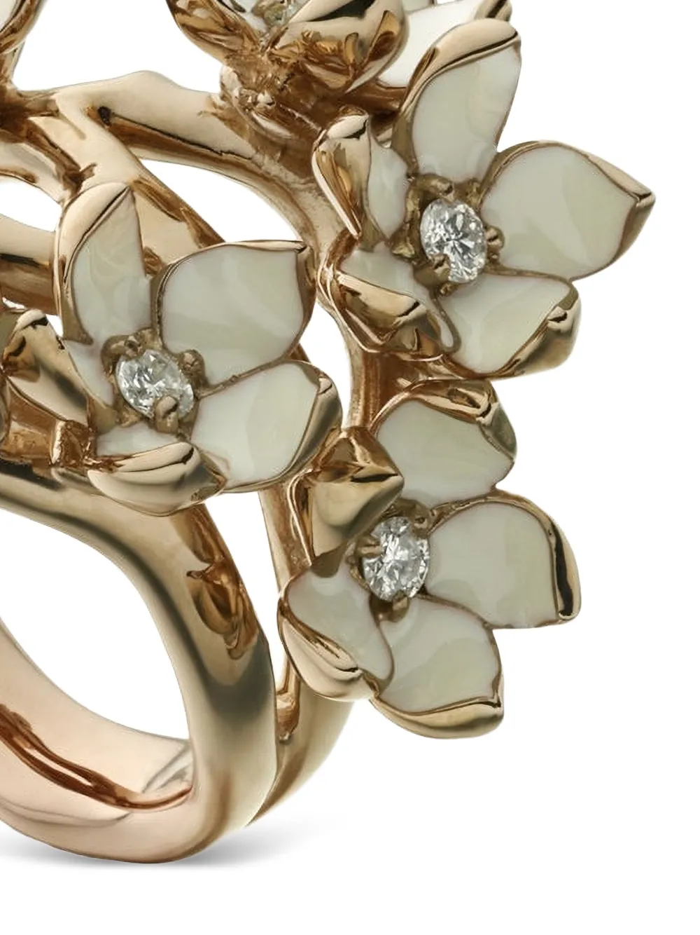 Sterling Silver Cherry Blossom Diamond Ring