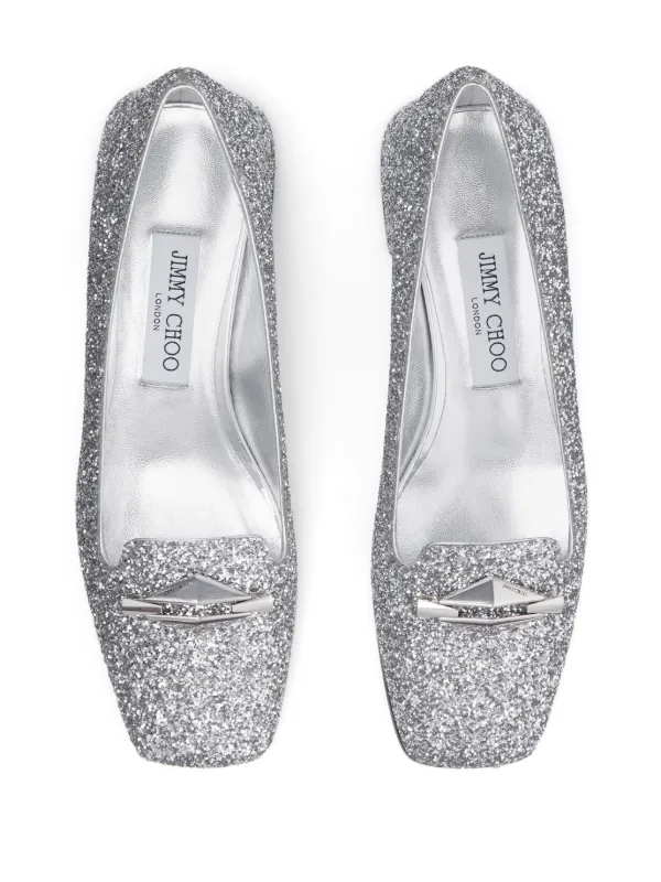 JIMMY CHOO フラットシューズ シルバーグリッター Jimmy Choo Ravi