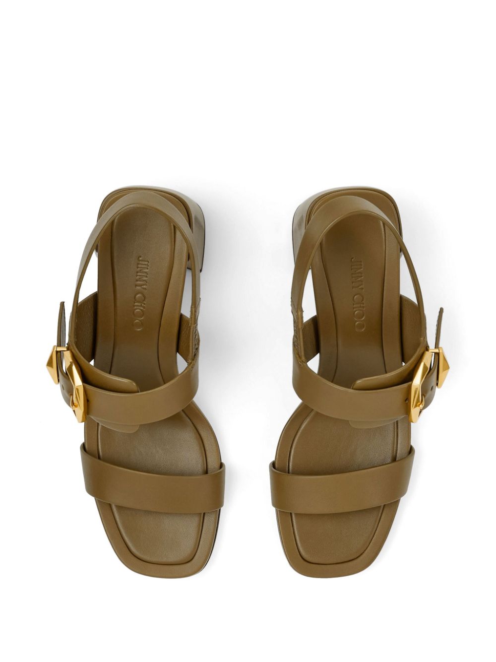 Shop Jimmy Choo Hawke 70mm Leather Sandals In Green