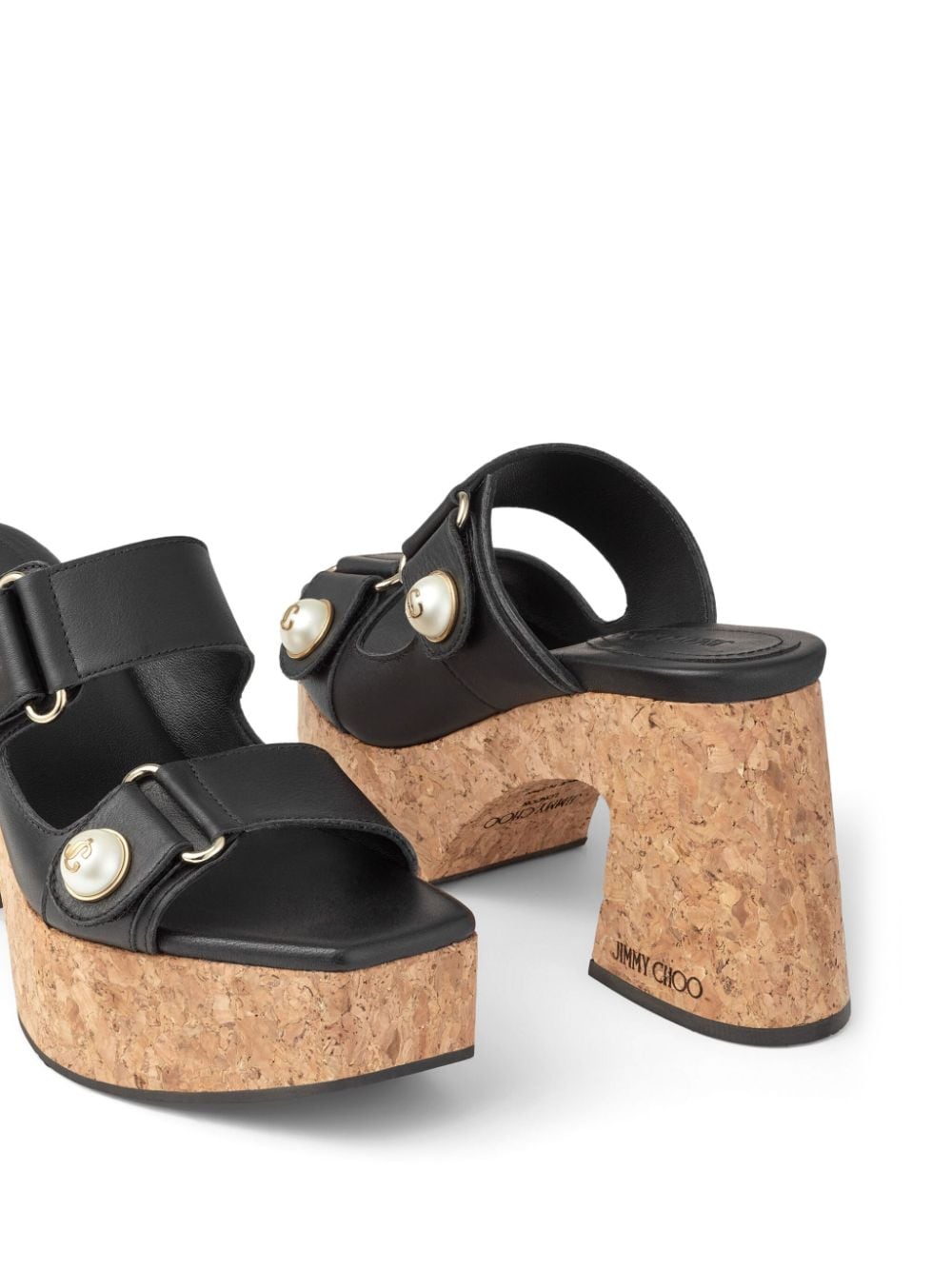 Shop Jimmy Choo Fayence 95mm Leather Platform Sandals In Black