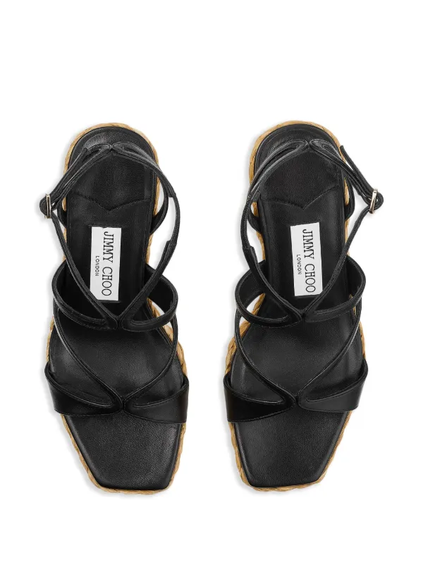 Jimmy Choo Ayla 85mm ウェッジサンダル | ブラック | FARFETCH JP