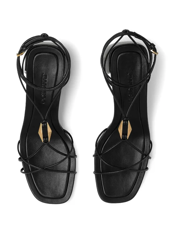 【送料&関税込】Jimmy Choo Black Nappa Leather Onyxia Thong Jimmy Choo Onyxia 70mm Strappy Sandals | Black | FARFETCH