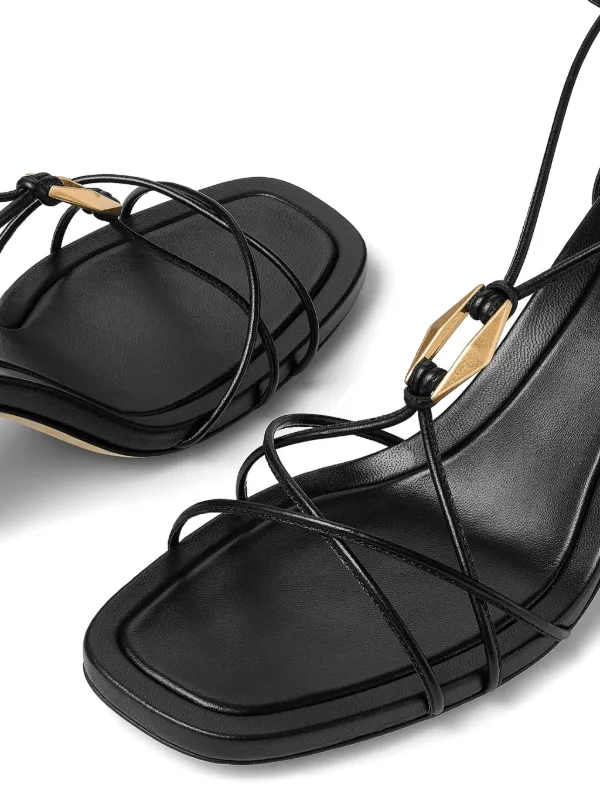 【送料&関税込】Jimmy Choo Black Nappa Leather Onyxia Thong Jimmy Choo Onyxia 70mm Strappy Sandals | Black | FARFETCH