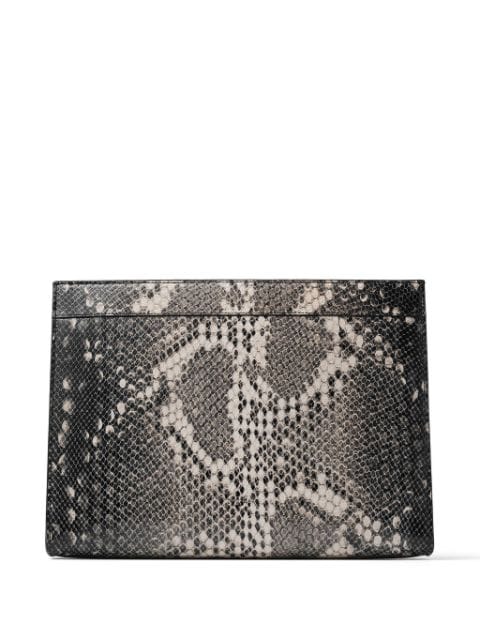 Jimmy Choo Nelis snakeskin-effect leather clutch bag