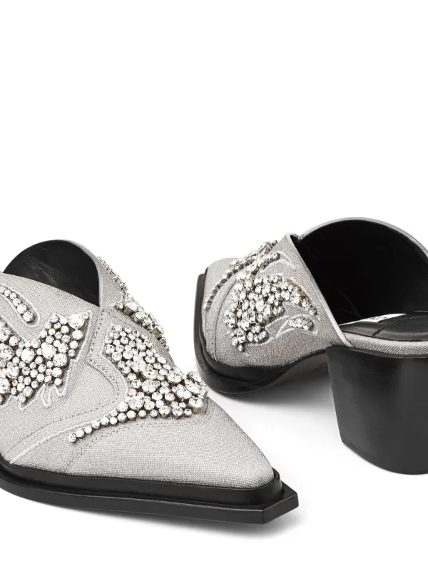 Jimmy Choo Cece 60mm Glitter Mules | Grey | FARFETCH