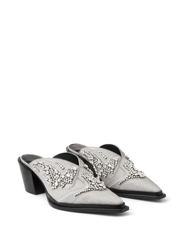 Jimmy Choo Cece 60mm Glitter Mules | Grey | FARFETCH OM