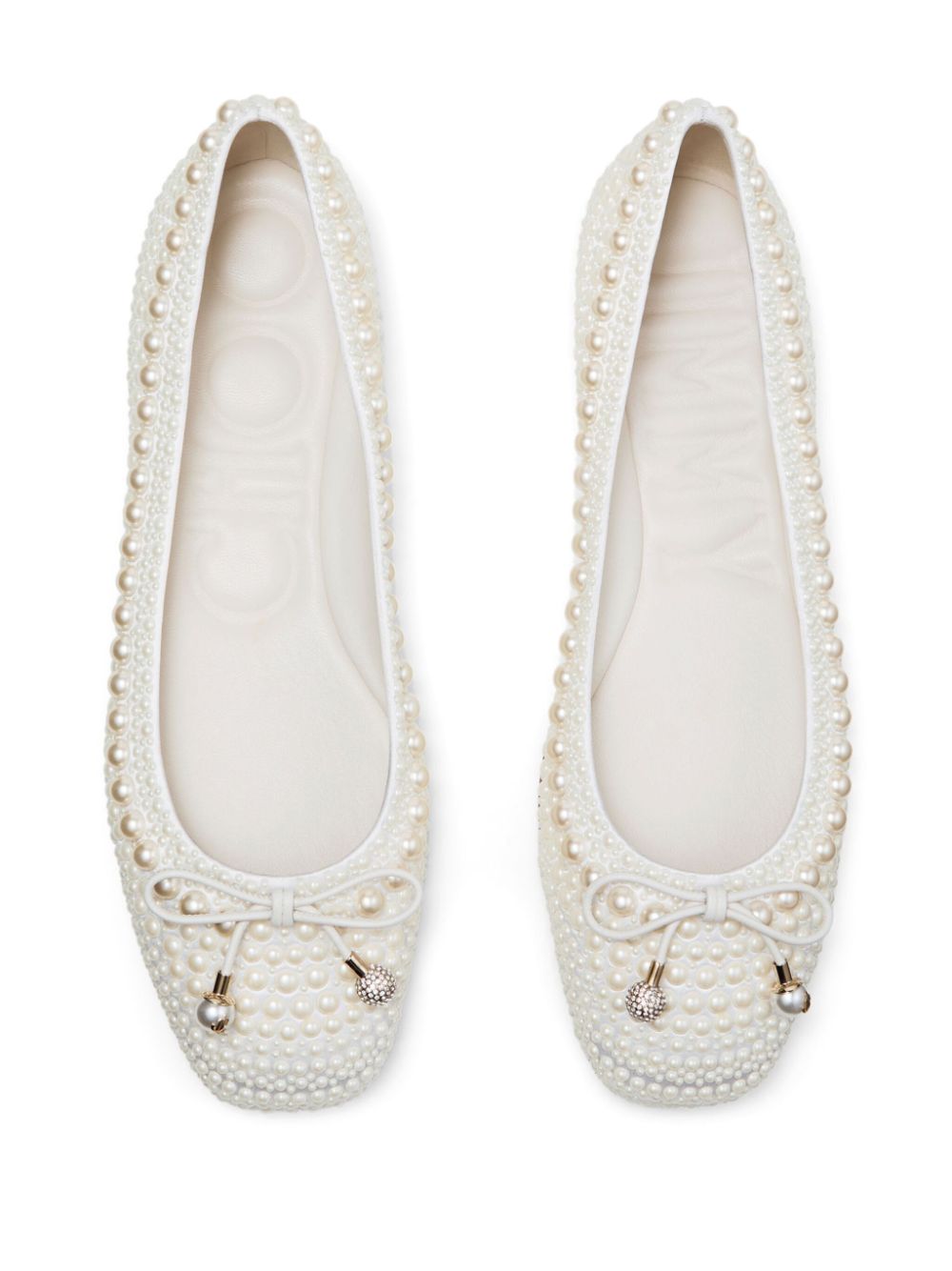 Jimmy Choo Elme pearl-embellished ballerina shoes White