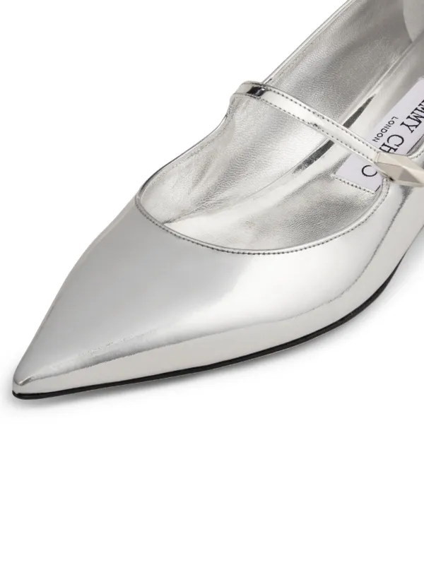 バレエシューズ Jimmy Choo BALLERINE SHOES (BINGPUMPFLATNXJ BLACKSILVER) JIMMY CHOO Bing 25 crystal-embellished patent-leather pumps