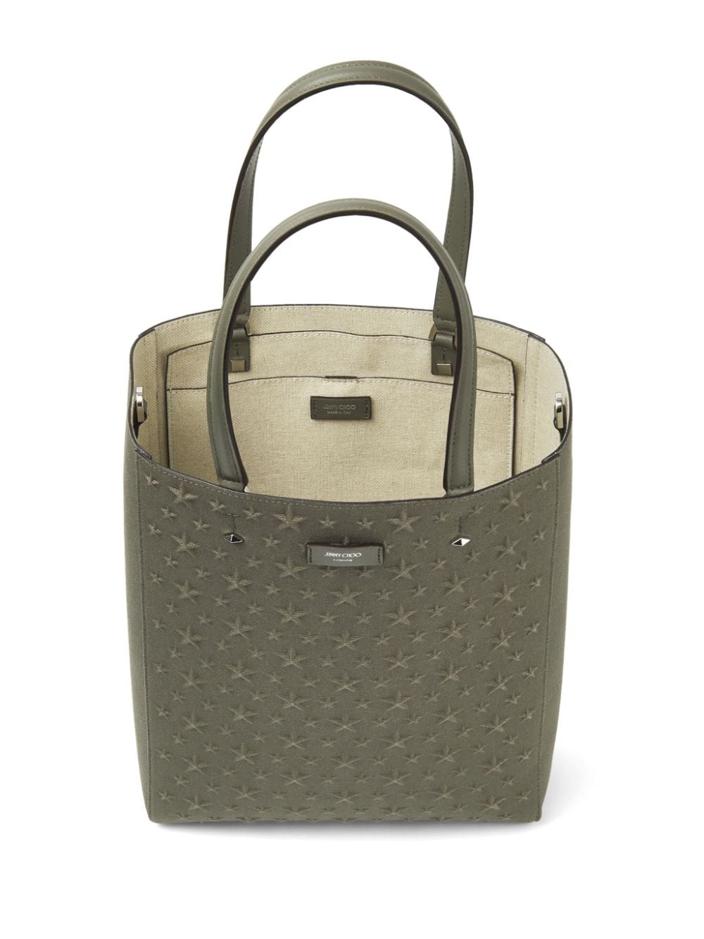 Shop Jimmy Choo Lenny M-m Canvas Tote Bag In Green