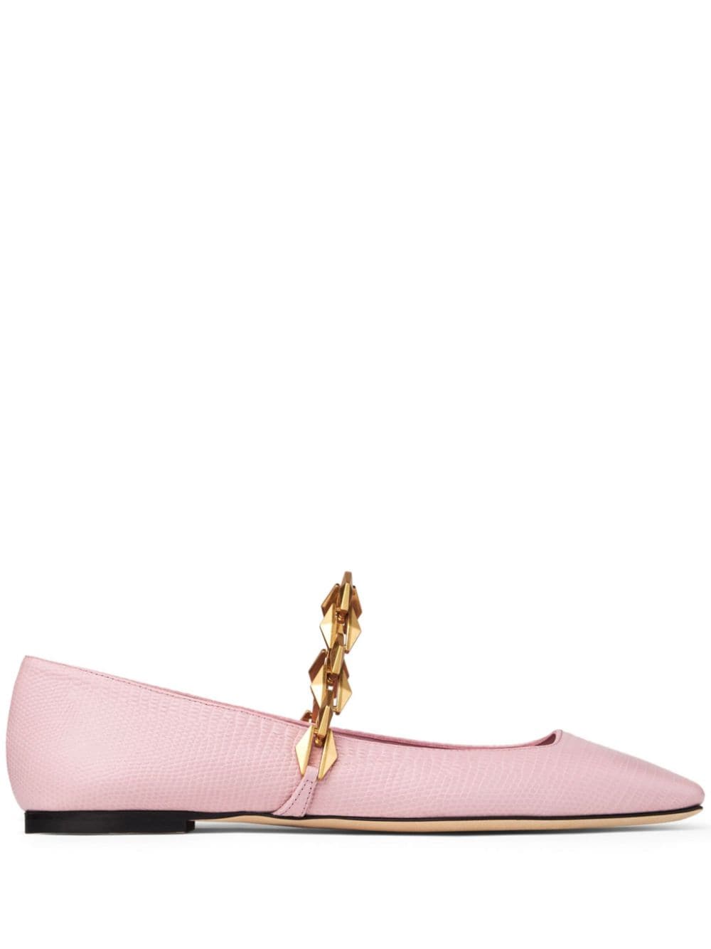 Shop Jimmy Choo Diamond Tilda Leather Ballerina Shoes In Pink