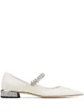 Jimmy Choo Bing crystal-strap ballerina shoes - White