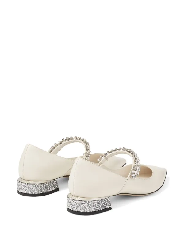 Jimmy Choo Bing ビジューストラップ フラットパンプス | ホワイト