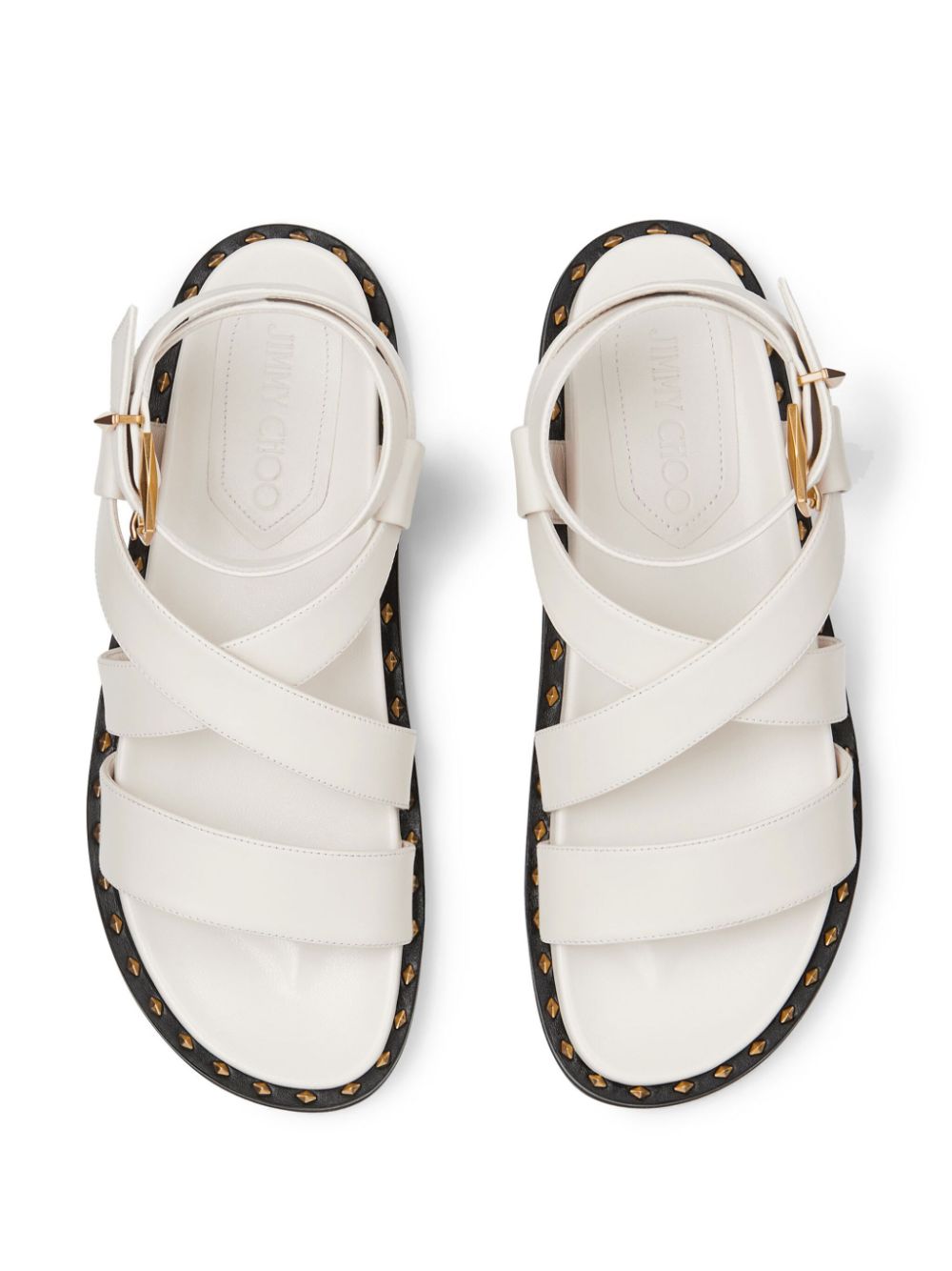Shop Jimmy Choo Blaise Leather Sandals In 白色