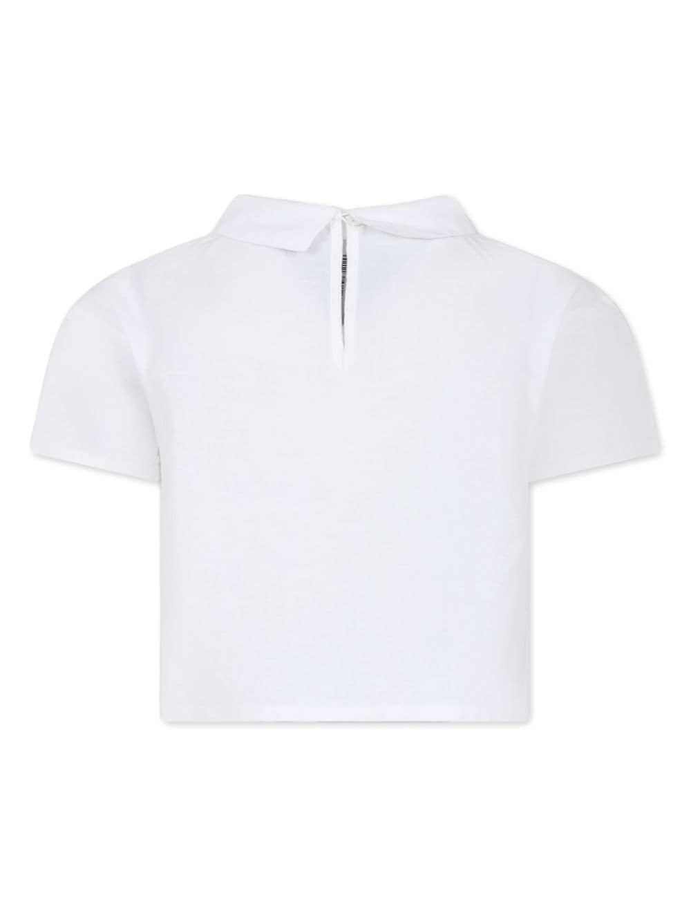 Shop Ermanno Scervino Junior Broderie-anglaise Linen Polo Top In White