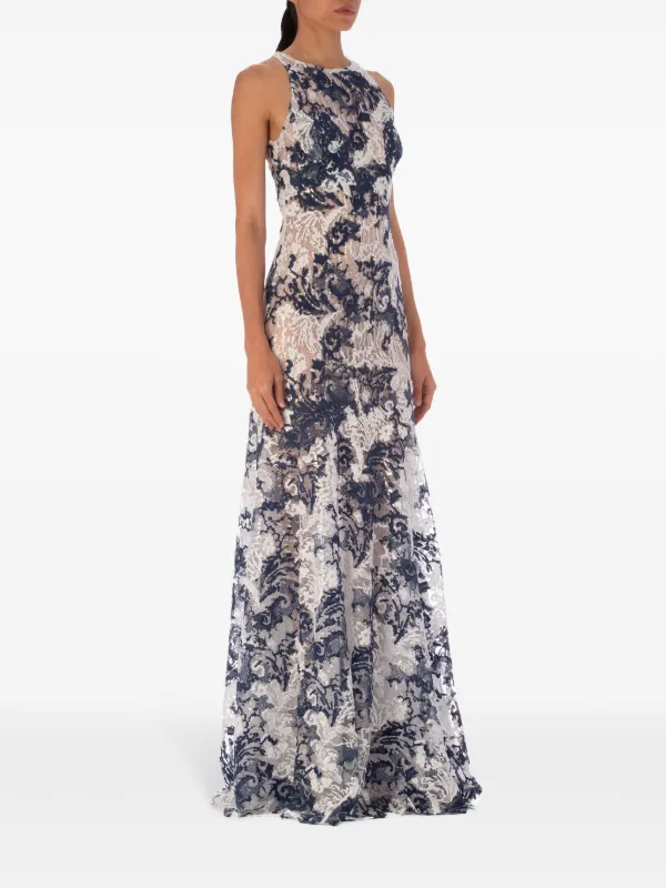 Chenoa Dress NAVY White EMBROIDERY