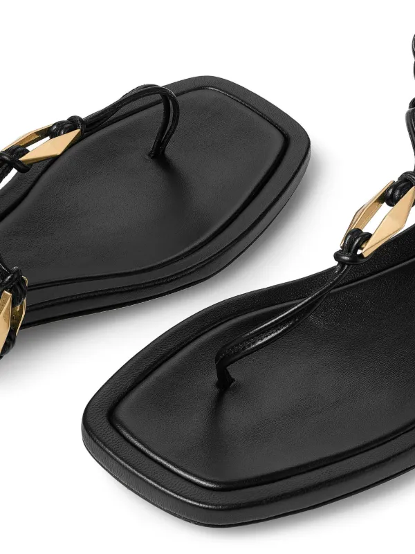 サンダル・ミュール JIMMY CHOO Women Sandals ONYXIAFLATCJA BLACKGOLD Black Onyxia 70 leather sandals in black - Jimmy Choo | Mytheresa