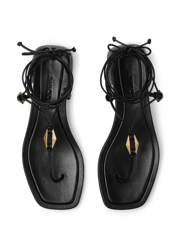 【送料&関税込】Jimmy Choo Black Nappa Leather Onyxia Thong Jimmy Choo Black Nappa Leather Onyxia Thong Sandals (Jimmy