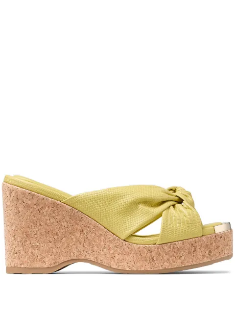 Jimmy Choo 95mm Avenue leather wedge sandals